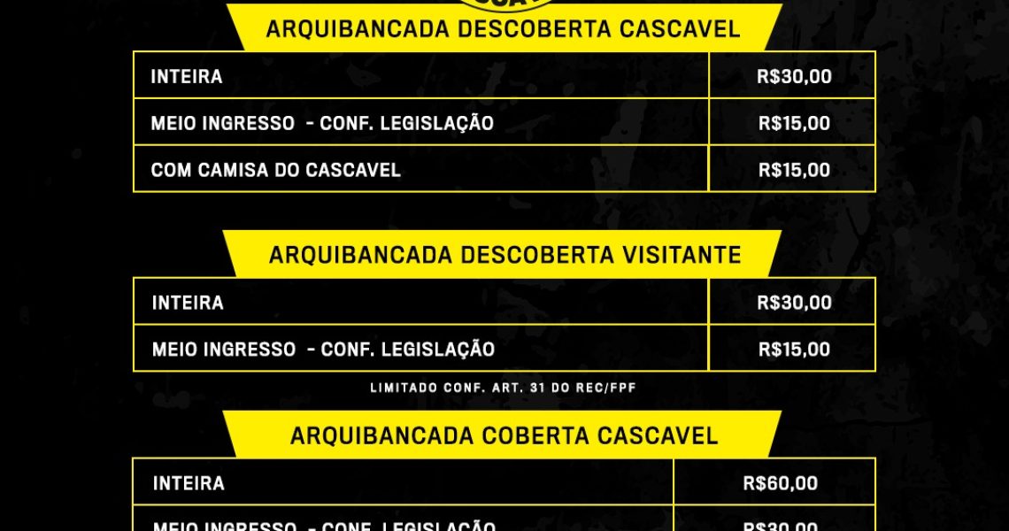 VALORES DOS INGRESSOS